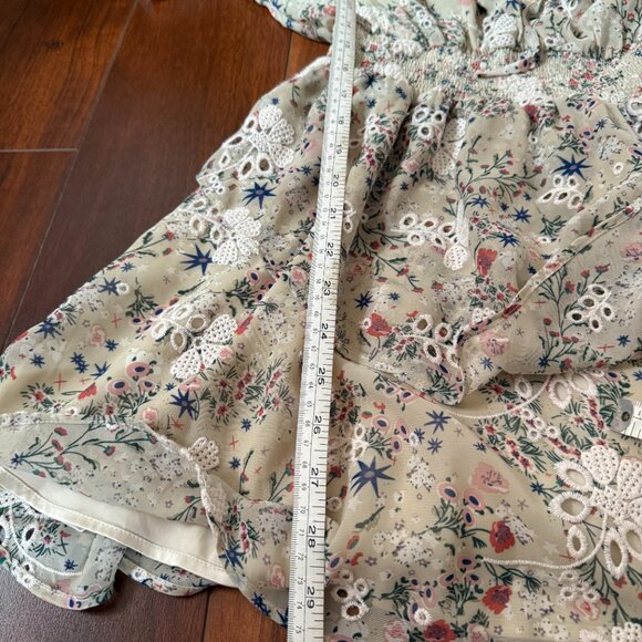 Revolve Tularosa A-Line Ruffle Dress Neutral Floral Pattern XS - Picture 8 of 9